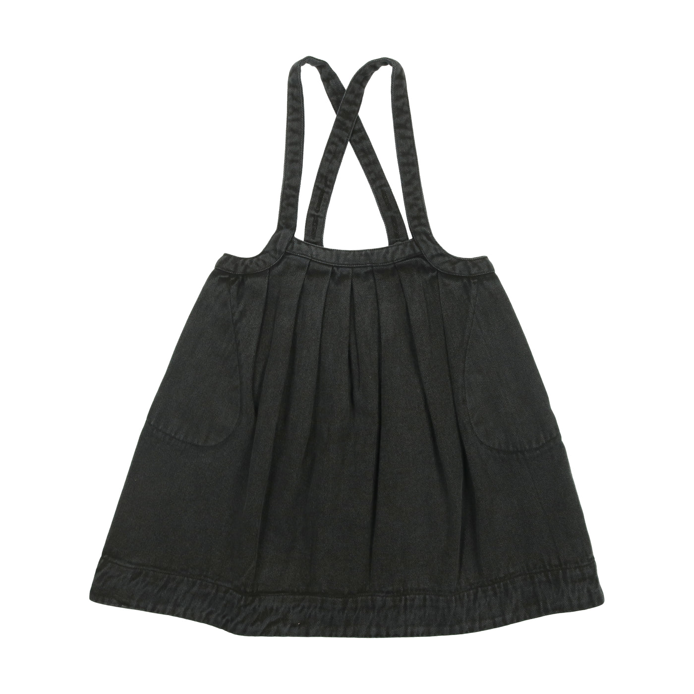 Denim Pinafore Dress - Black