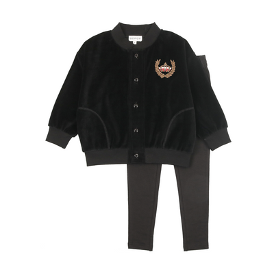 Velour 2 Pc. Set With Crown Embroidery